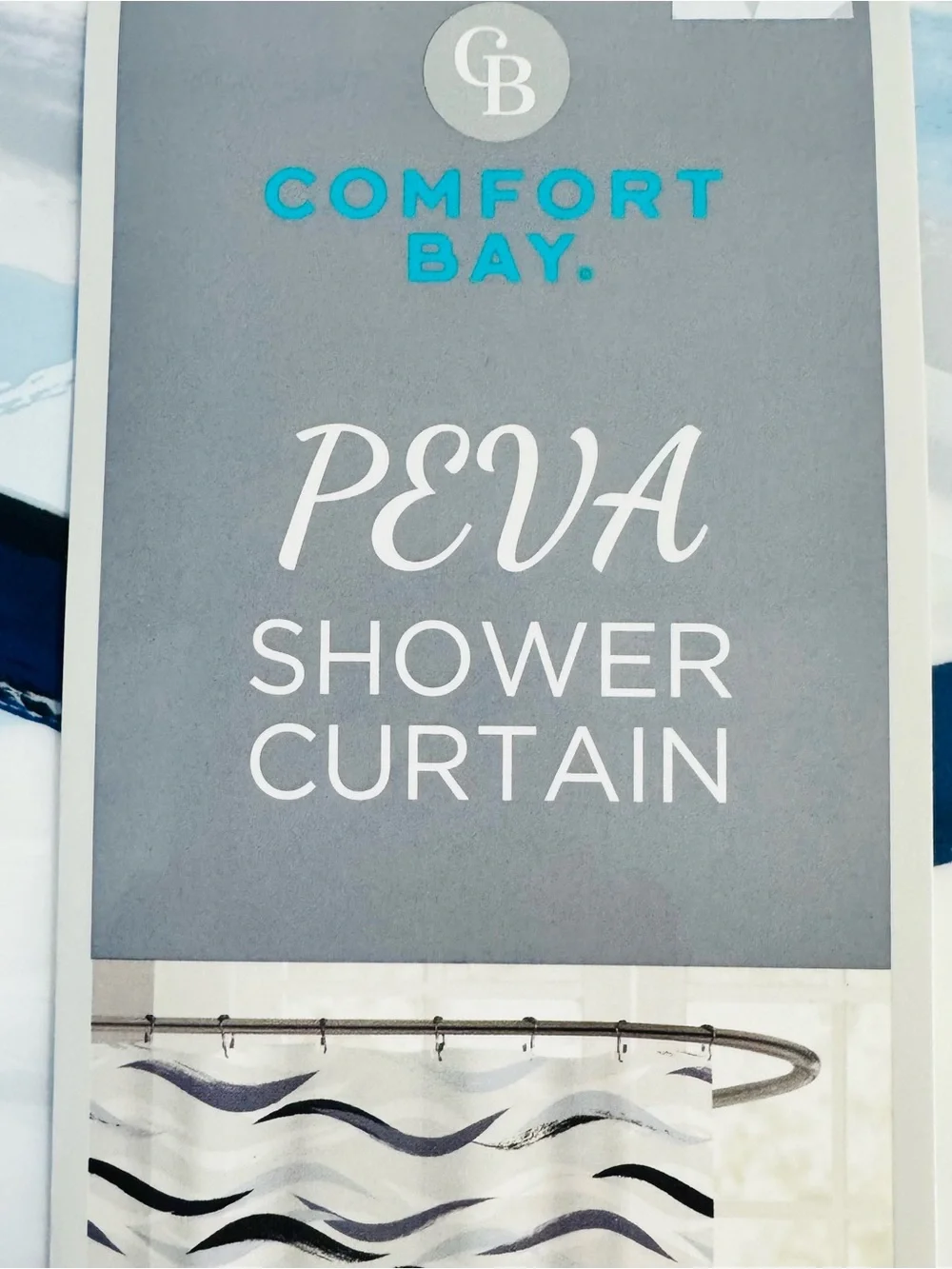 Comfort Bay Peva Shower Curtain Brushstroke Waves Printed 70x72 NWT
